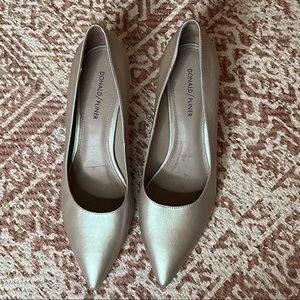 Donald Pliner Silver/Gold Leather Kitten Heel